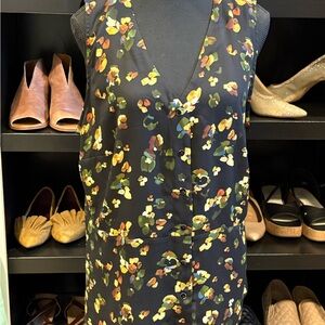 CAbi Black Floral Sleeveless Blouse